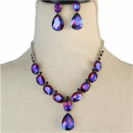Crystal Teardrop Necklace Set