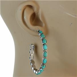 Metal Turquoise Hoop Earring