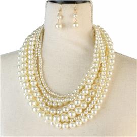 Pearl 7 Layers Necklace Set