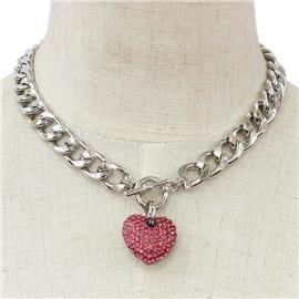Pendant Heart Link Chain Necklace