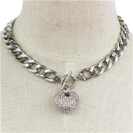Pendant Heart Link Chain Necklace