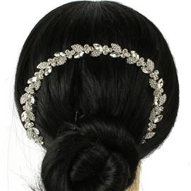 Rhinestones Leaves Round Hair Comb