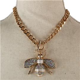 Metal Chain Pendant Bee Necklace