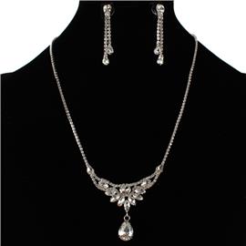 Rhinestones Tear Necklace Set