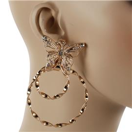 Metal Butterfly Round Earring