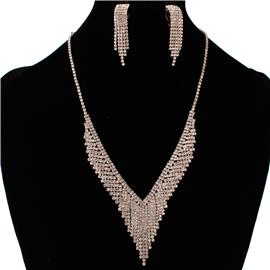 Rhinestones Casting Clip-On Necklace Set