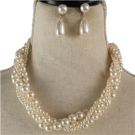 Pearls Twisted Necklace Set