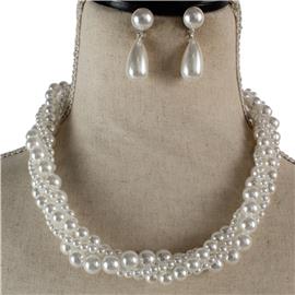 Pearls Twisted Necklace Set