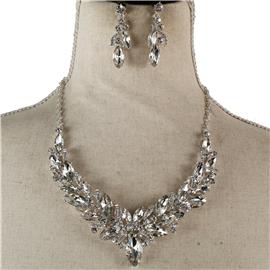 Crystal Flower Necklace Set