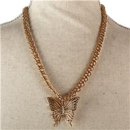 Metal Pendant Butterfly Necklace