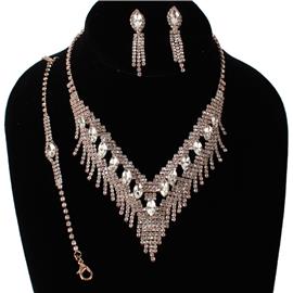 Rhinestones Fringedss 3 Pcs Necklace Set