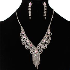 Rhinstones Fringeds Necklace Set