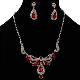 Rhinestones Teardrop Necklace Set