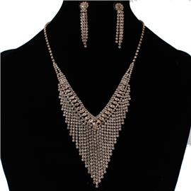 Rhinestones Fringeds Necklace Set