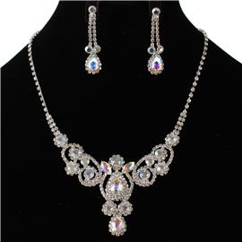 Rhinestones Drop Necklace Set