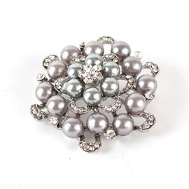 Pearls Stones Round Brooch