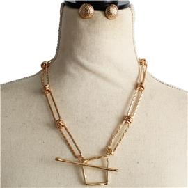 Square Chain Necklace Set