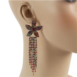 Rhinestones Fringeds Flower Earring