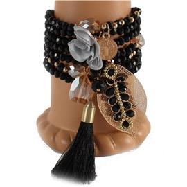 Fashion Charms Crystal Leaves Beads Multi-Bracelet