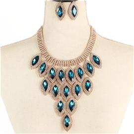 Fashion Rhinestone Crystal Necklace Set