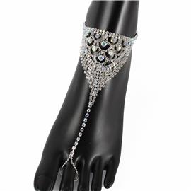 Rhinestones Anklet With Ring