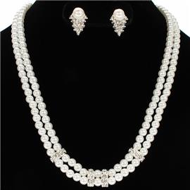 Double Layer Pearl Necklace Set