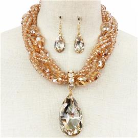Fashion Crystal Teardrop Necklace Set