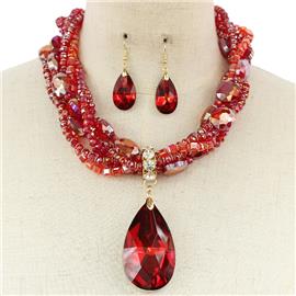 Fashion Crystal Teardrop Necklace Set