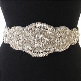 Rhinestones-Pearl Flower Belt