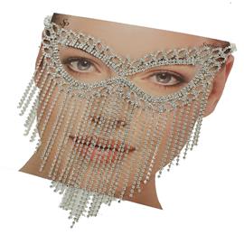 Rhinestones Fringed Leaves Mask