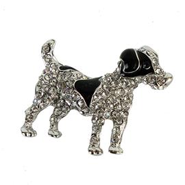 Crystal Dog Brooch