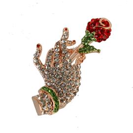 Crystal Hand-Roses Brooch