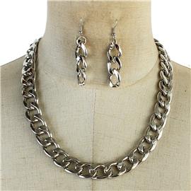 Metal Link Chain Necklace Set