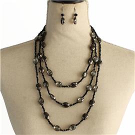 Fashion Crystal Beads OvalS Necklace Set