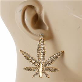Metal Stones Cannabis Earring