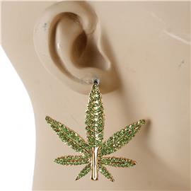 Metal Stones Cannabis Earring