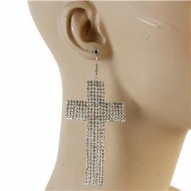 Rhinestones Cross Fringed Earring