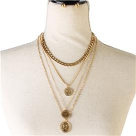 Chain Pendant Coind Necklace Set