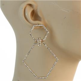 Fashion Rhinestone Hexagon Earring