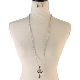 Metal Long Pendant Necklace Set
