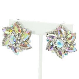 Crystal Flower Clip-on Earrings