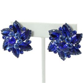 Crystal Flower Clip-on Earrings