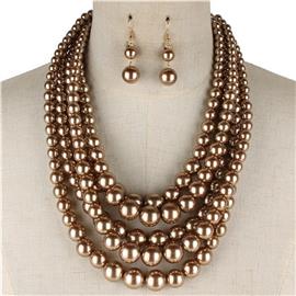 5 Layered Pearl Necklace Set