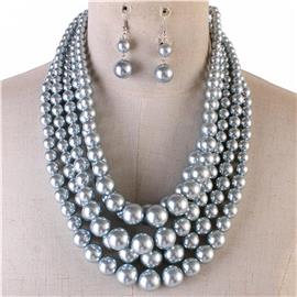 5 Layered Pearl Necklace Set
