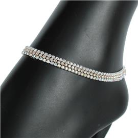 Rhinestones 3 Layers Multi Color Anklet