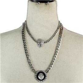 Metal Link Chain Leon Necklace Set