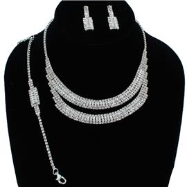 Rhinestones Casting 3 Pcs Necklace Set