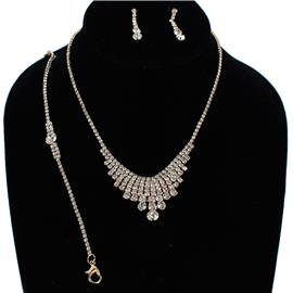 JR Rhinestones 3 Pcs Casting Necklace Set