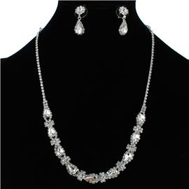 Rhinestones Teardrop Necklace Set