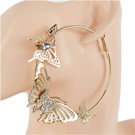 70mm Butterfly Hoop Earring